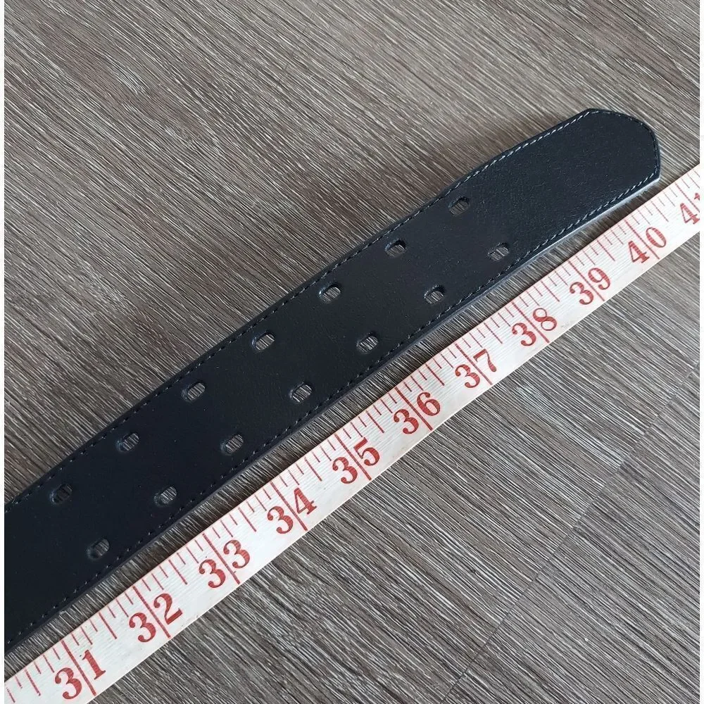 Black Belt Double Prong Buckle Size Medium Faux Leather
